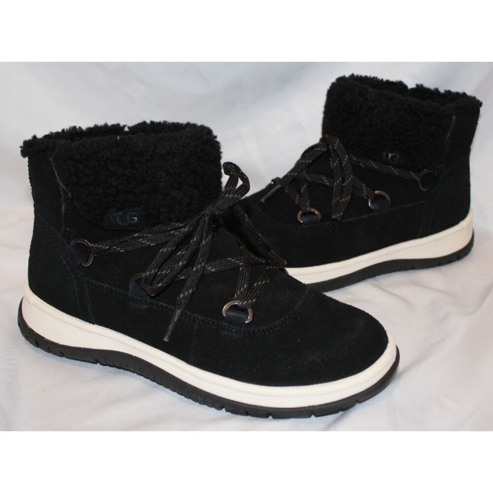 NIB Ugg Women's Lakesider Heritage Lace Black Suede‎ Sneaker Waterproof Boots 6